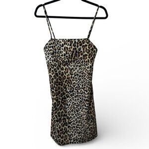 NWOT Zara Trafaluc Leopard Print Mini Dress Size S Cheetah Strap Bodycon